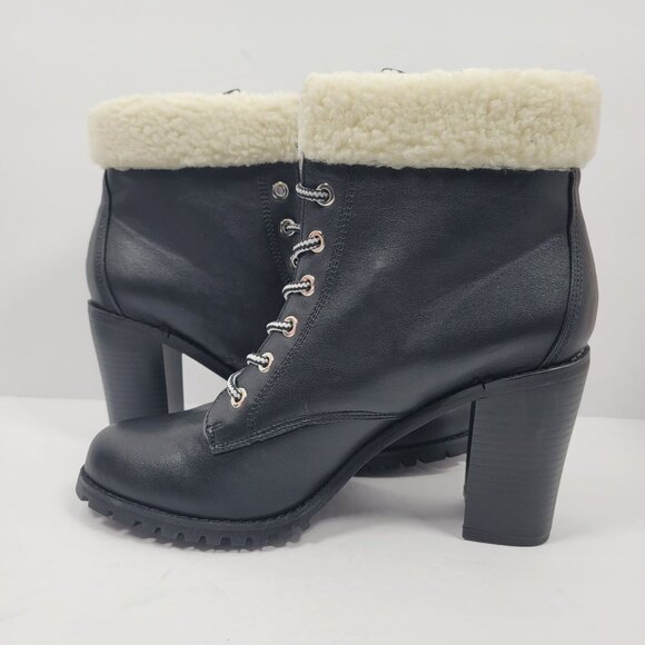 Bebe Kimmberly Women's Black Ankle High Laced Chunky Heels Boots US Size 11 NWOT - Picture 8 of 12
